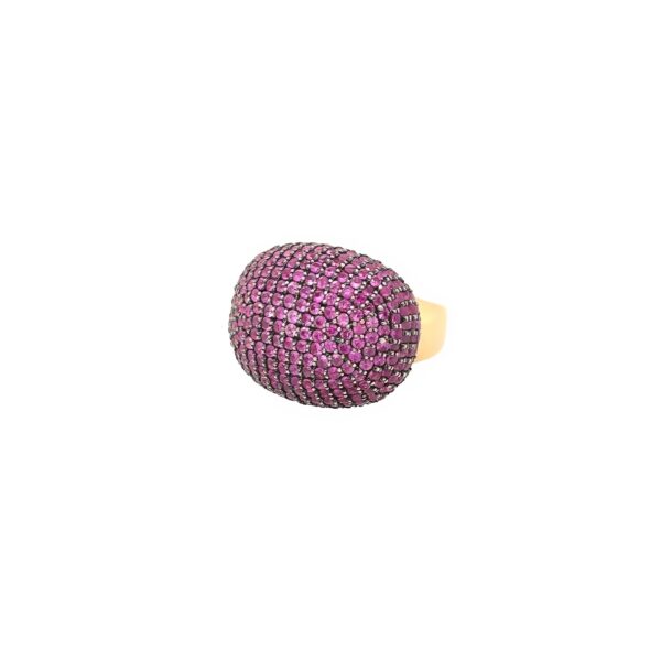 Pave Pink Sapphire Bombe Ring