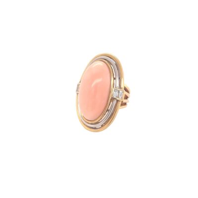 Oval Angel Skin Coral Diamond Ring
