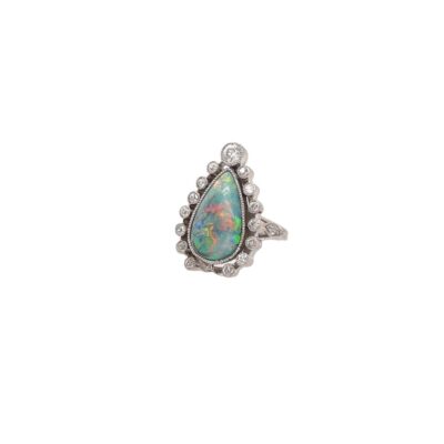 Edwardian Pear Shaped Opal Diamond Ring