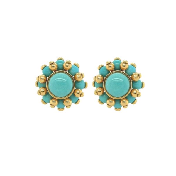 Verdura Turquoise Gold Bead Earrings
