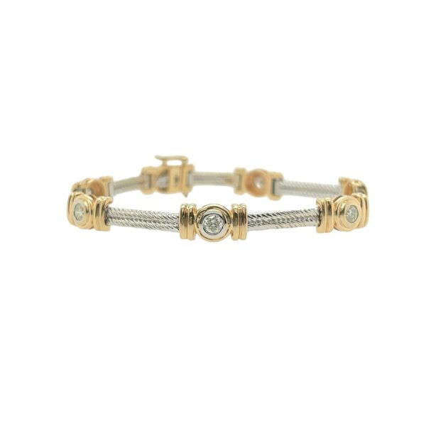 Gold Diamond Double Cable Bracelet