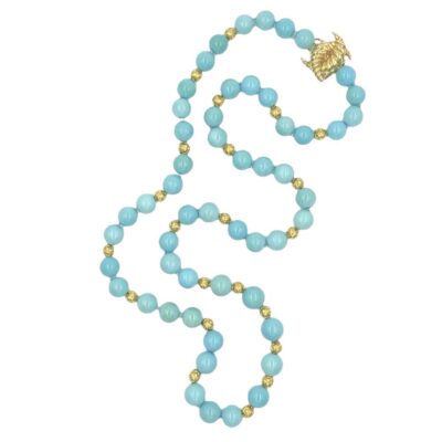Verdura Turquoise Gold Bead Necklace