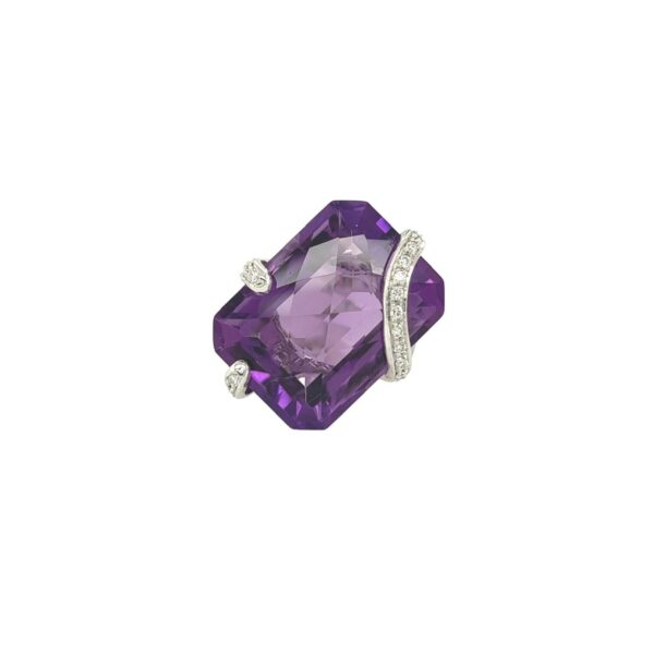 Bold Rectangular Amethyst Diamond Ring