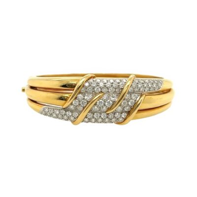 Triple Row Gold Diamond Bangle Bracelet