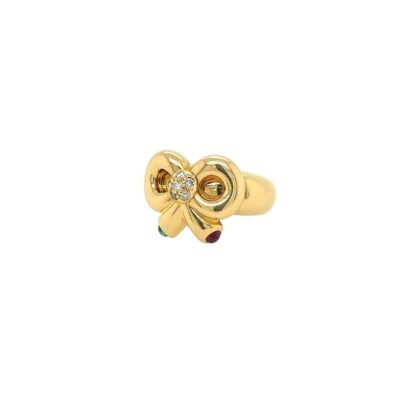 Ruby Emerald Diamond Bow Ring
