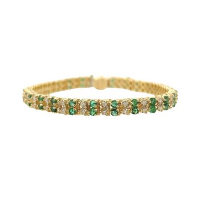 Emerald Diamond Gold Straightline Bracelet