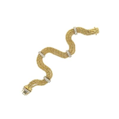 Gold Diamond Flexible Rope Chain Bracelet