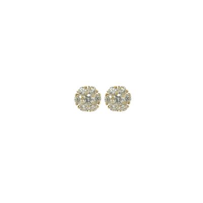 Van Cleef Fleurette Gold Diamond Stud Earrings