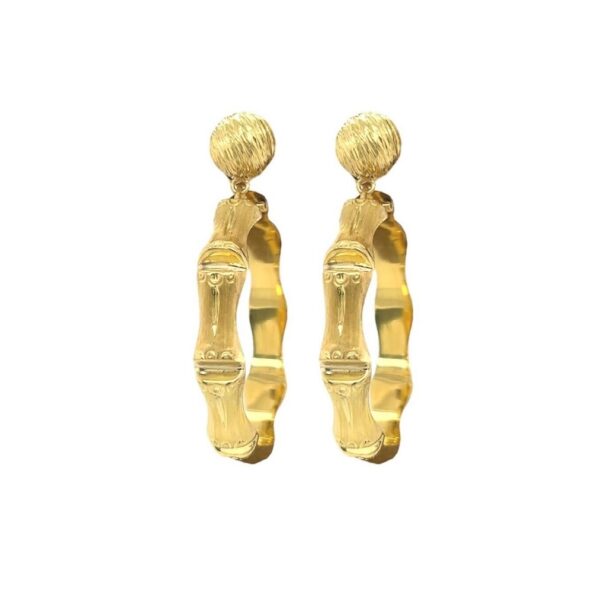 Large Gold Bamboo Hoop Earrings