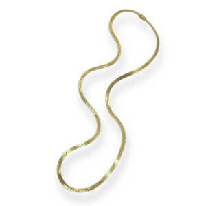 Long Gold Herringbone Chain Necklace