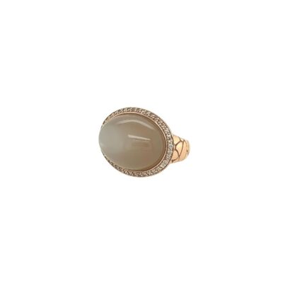Oval Moonstone Diamond Rose Gold Ring
