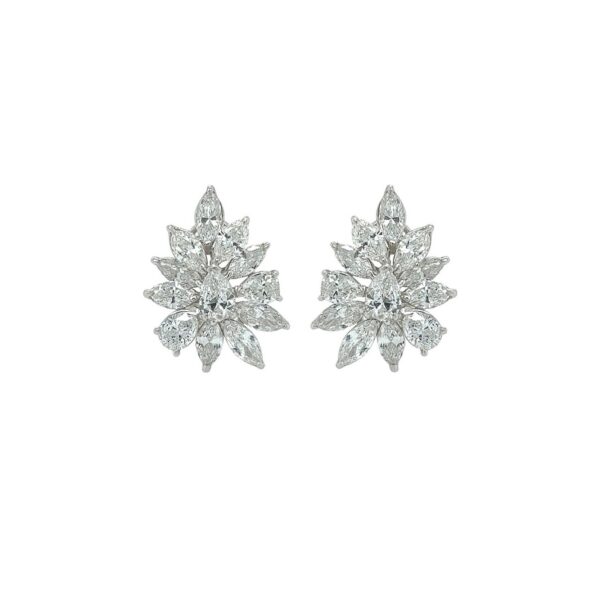 Marquise Cut Diamond Cluster Earrings