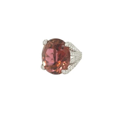Verdura "Eight Blades" Pink Tourmaline Diamond Ring