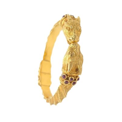 Zolotas Dog Head Gold Ruby Bracelet