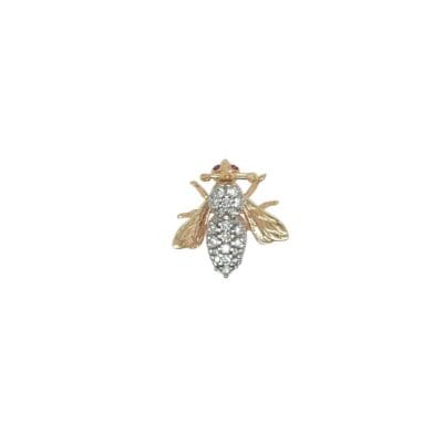 Gold Diamond Bee Brooch