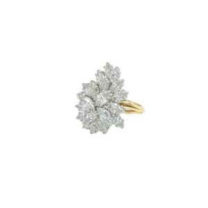 Marquise Cut Diamond Cluster Gold Ring