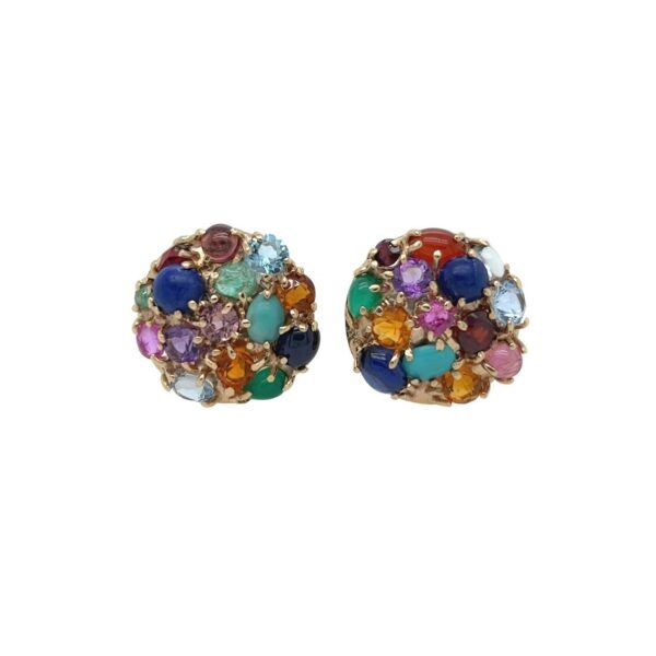 Multi Colored Gemstone Cluster Earrings