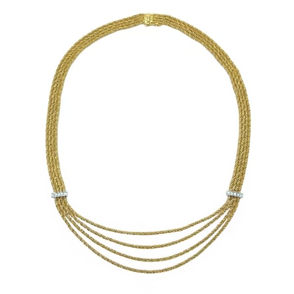 Tiffany Multi Strand Gold Diamond Swag Necklace
