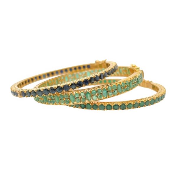 Three Emerald and Sapphire Bracelets
