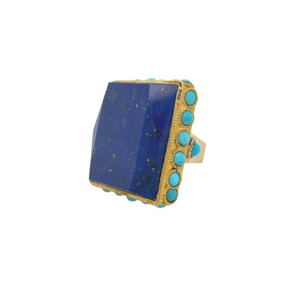 Bold Lapis Turquoise Tablet Ring