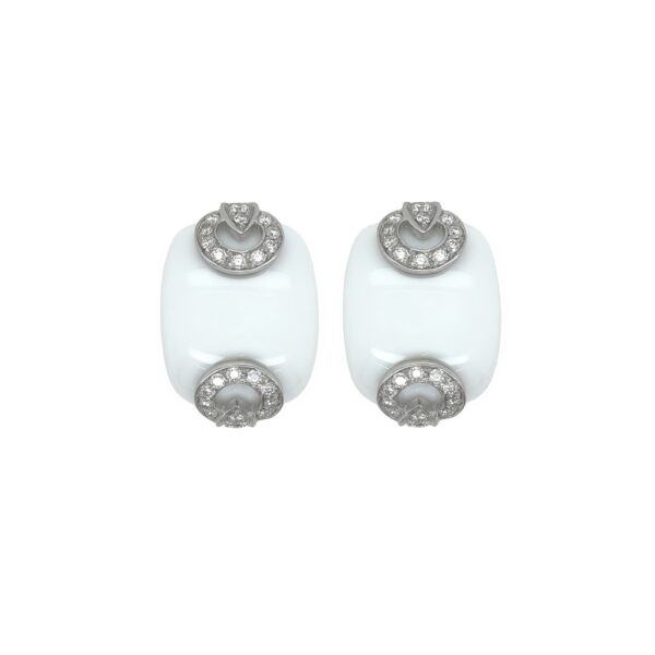White Hardstone Diamond Earrings