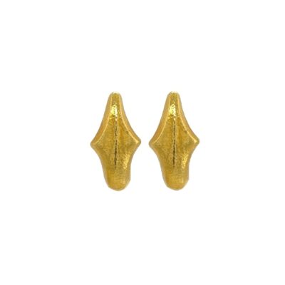 Lalaounis Elongated Hammered Gold Earrings