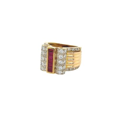 Ruby Diamond Gold Bow Ring