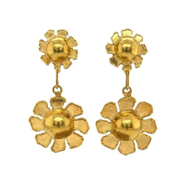 Jean Mahie Gold Floral Drop Earrings