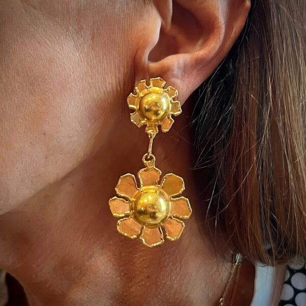 Jean Mahie Gold Floral Drop Earrings