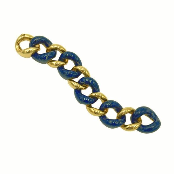 Seaman Schepps Lapis Gold Link Bracelet