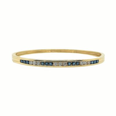 Sapphire Diamond Gold Bangle Bracelet