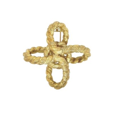 Gold Looped Rope Knot Brooch