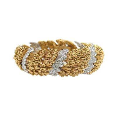 Textured Gold Diamond Flexible Bracelet