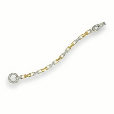 Gold Diamond Rectangular Link Bracelet
