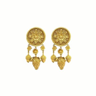 Lalaounis 1960s Hellenistic Gold Pendant Earrings