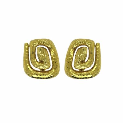 David Webb Hammered Gold Spiral Earrings