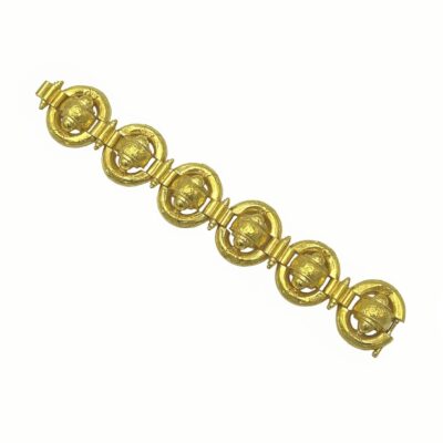 Gold Etruscan Revival Oval Link Bracelet