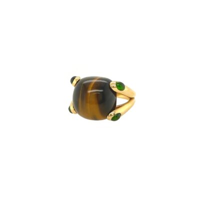 Verdura "Candy" Tiger's Eye Green Tourmaline Ring