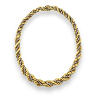 1960s Two Tone Gold Twisted Rope Necklace