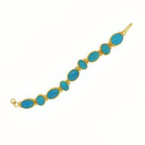 Tina Oval Cabochon Turquoise Gold Bracelet