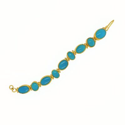Tina Oval Cabochon Turquoise Gold Bracelet