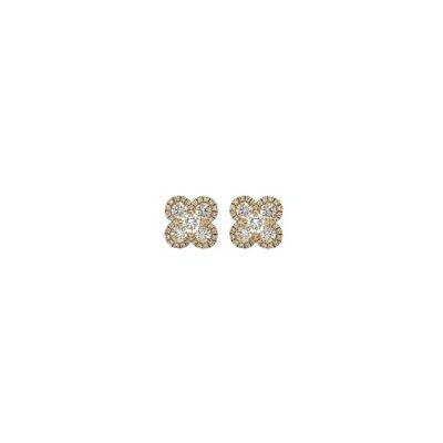 Gold Diamond Quatrefoil Stud Earrings