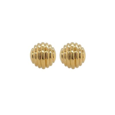 Bulgari Ridged Gold Bombe Earrings