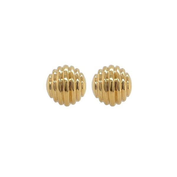 Bulgari Ridged Gold Bombe Earrings