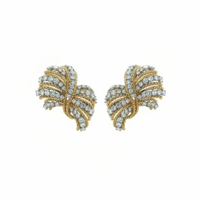 Verdura "Twisted Rope" Gold Diamond Earrings