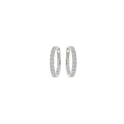 Medium White Gold Diamond In and Out Hoop Earrings