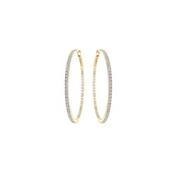 Large Gold Diamond In and Out Hoop Earrings