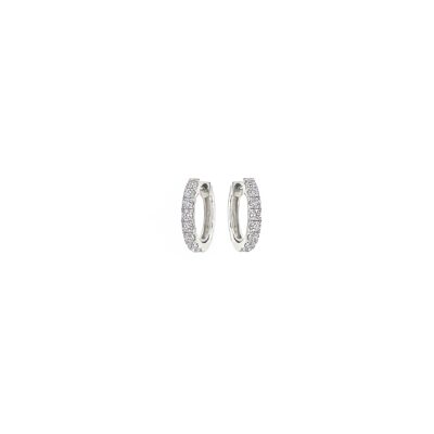 Small White Gold Diamond In and Out Hoop Earrings