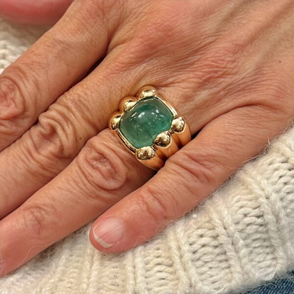 Tambetti Sugarloaf Cabochon Emerald Ring