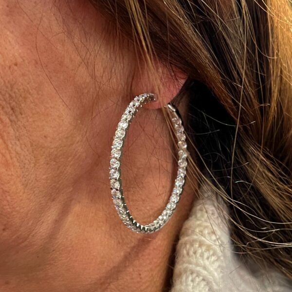 Large White Gold Diamond Hoop Earrings